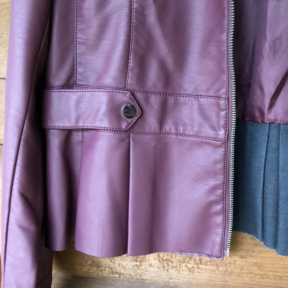 Women’s Purple Faux Leather Zip Jacket - Picture 4 of 7
